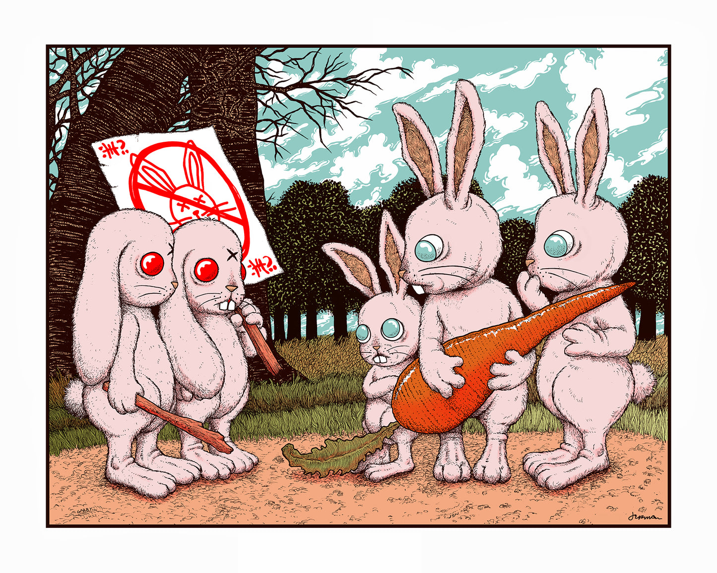 'Stupid Animals See Enemies Everywhere...' Mini Art Print (PRIMUS)