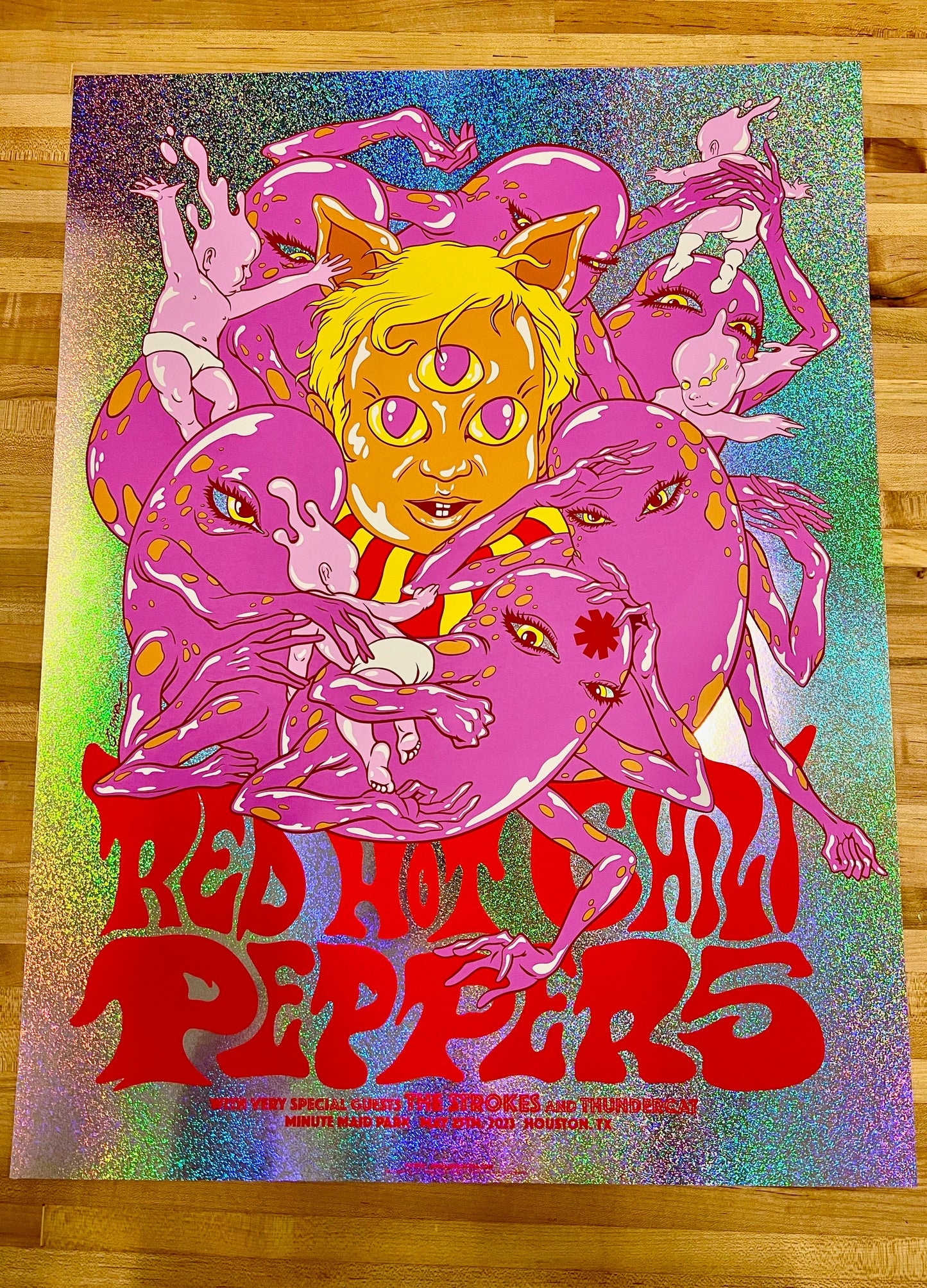 Red Hot Chili Peppers (The Strokes, Thundercat) (Houston 2023) Artist Edition & Sparkle Foil
