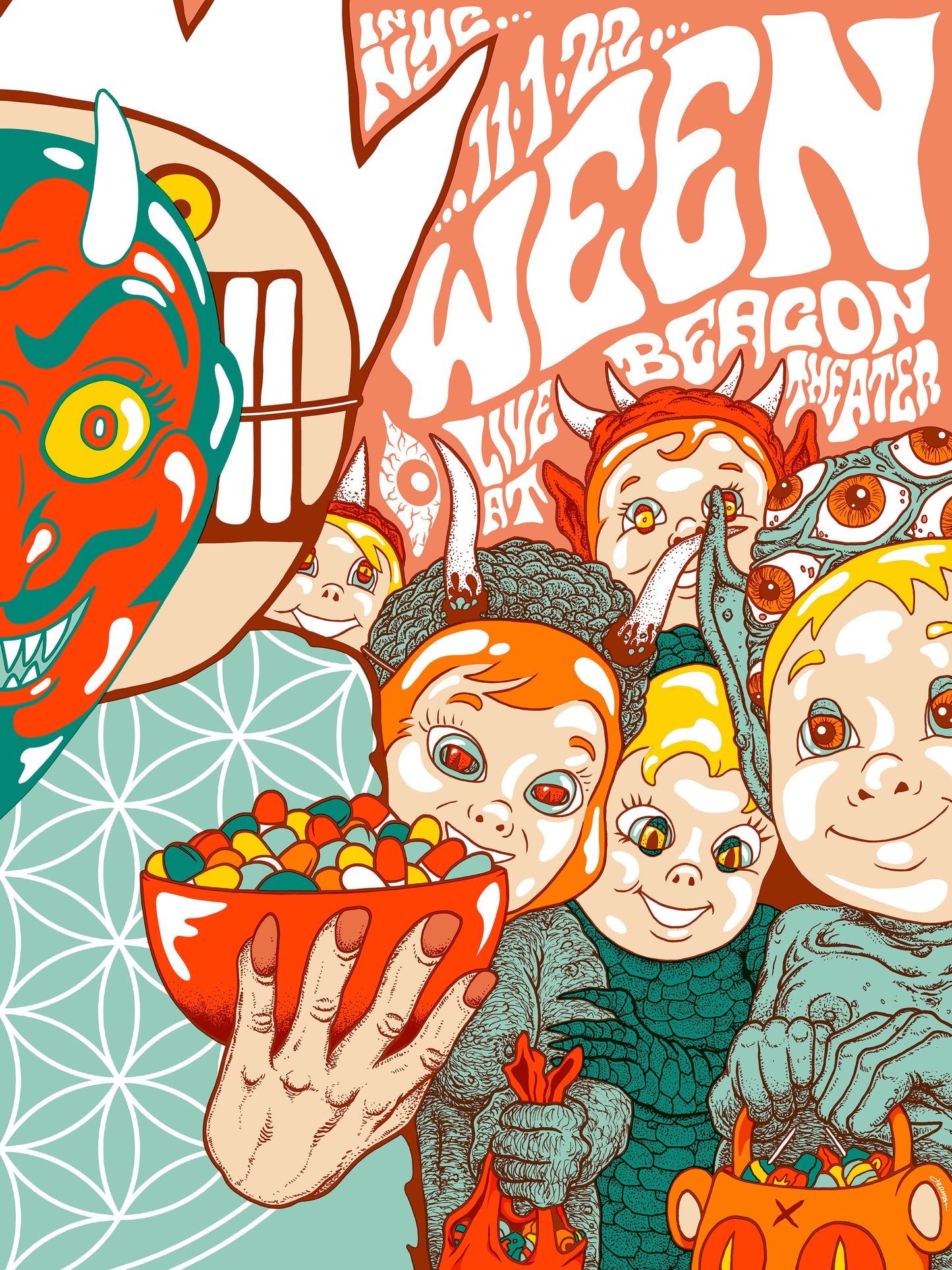 WEEN (Halloween NYC 2022) Diptych Artist, Sparkle Foil and Variant Editions - Single & Uncut