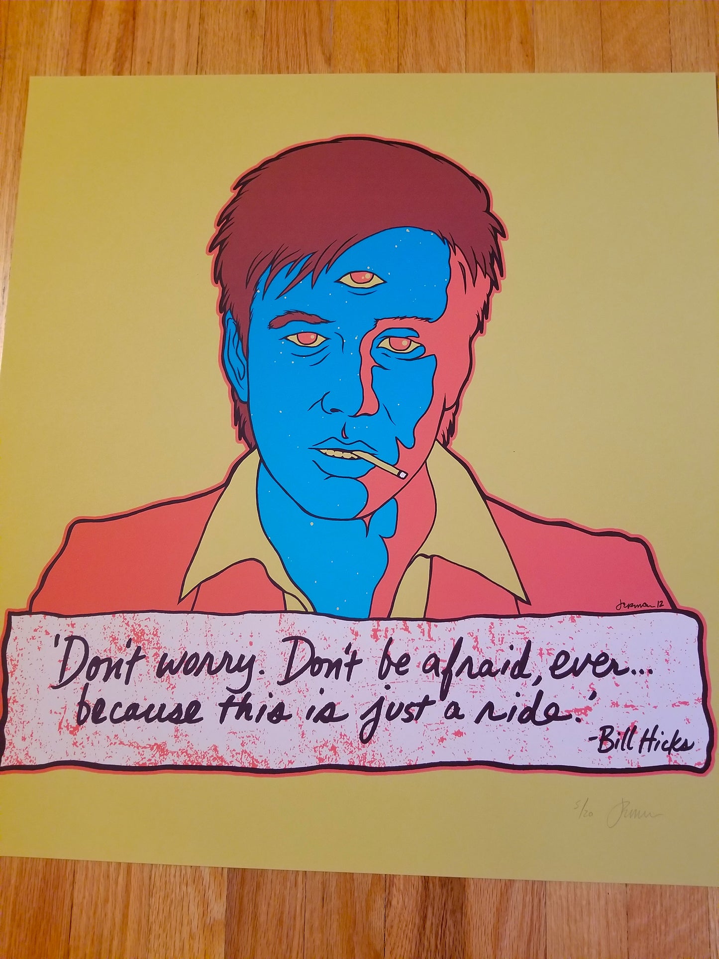 Bill Hicks 'Teacher' Art Print (Rare 'Mustard' Variant) FULL SIZED