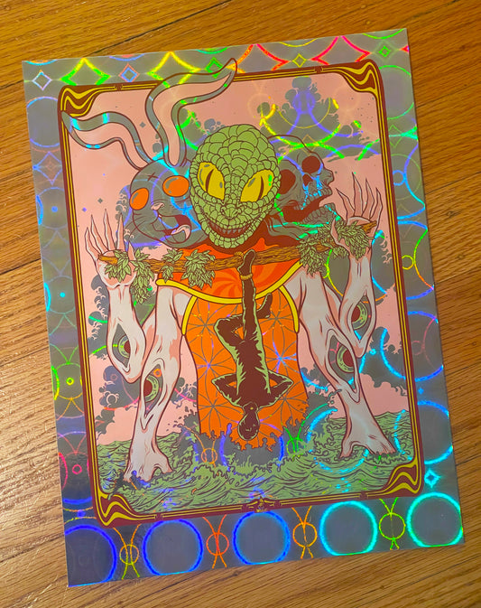 - 'The Hanged Man' Mini Art Print (Rare CIRCLE FOIL Variant) -