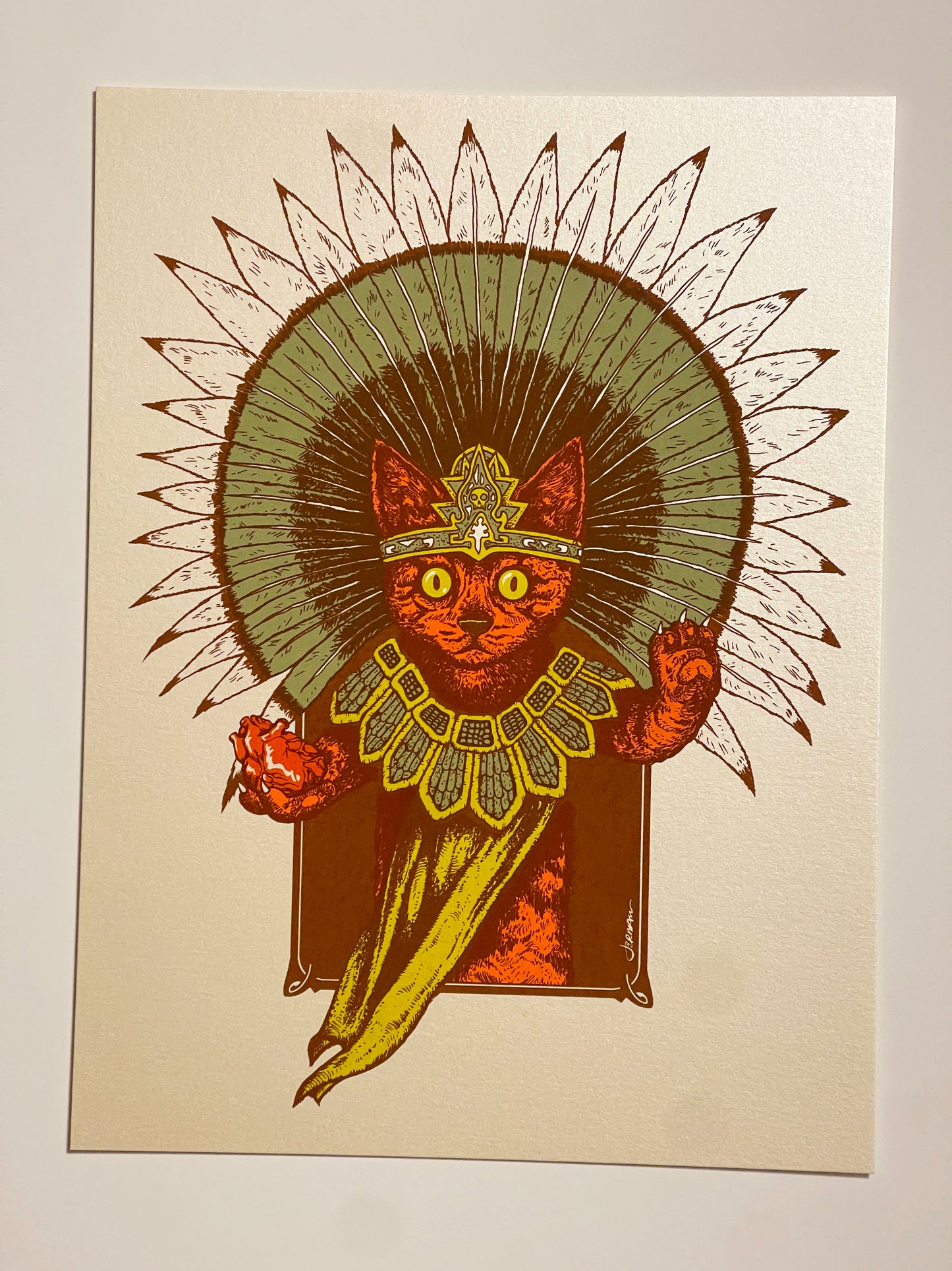 - 'Gatito Sacerdote Azteca (Aztec Kitty)' STARDREAM OPAL Variant Mini Print -