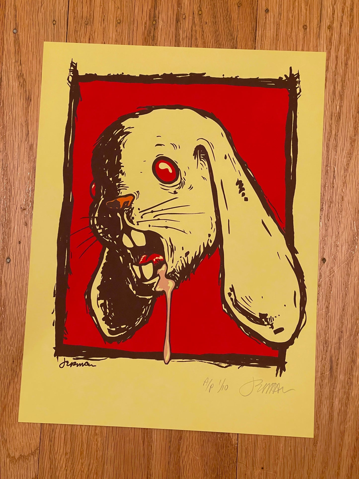 'Self Portrait' (Red) Mini Art Print YELLOW VARIANT A/P (Random REMARQUES)