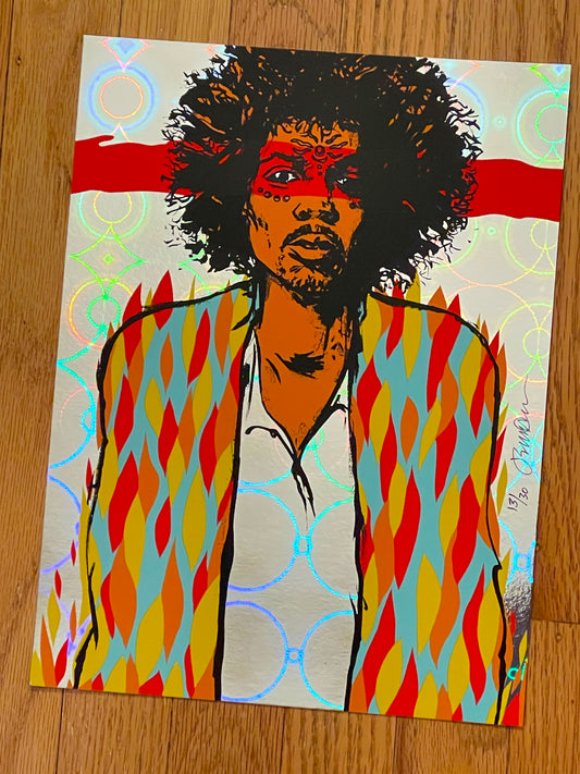 'VOODOO' (Hendrix) Mini Art Print s/n (TRPS CIRCLE FOIL Variant)