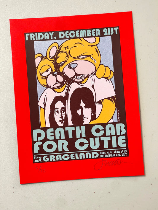 - DEATH CAB FOR CUTIE (Seattle 2001) Mini Print (RED Variant) -