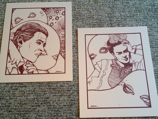 'Melancholy' (prints #'s 1 & 2: 'Bowie' and 'Frida') - Rare KEYLINES